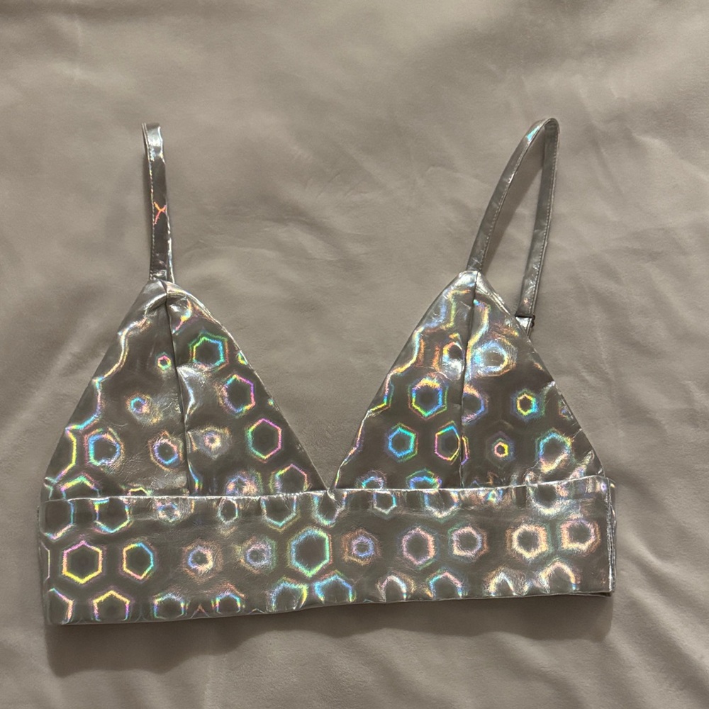 Holographic Silver Bralette / Crop Top